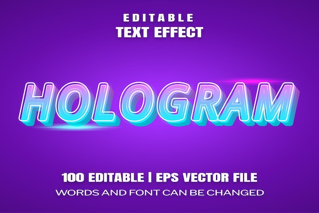 Efectos de texto editables Holograma, las palabras y la fuente se pueden cambiar