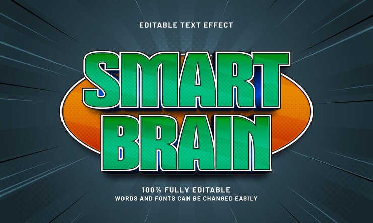 Vector efectos de texto editables inteligentes con un tema inteligente y para niños