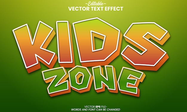 Efectos de texto editables de kids zone