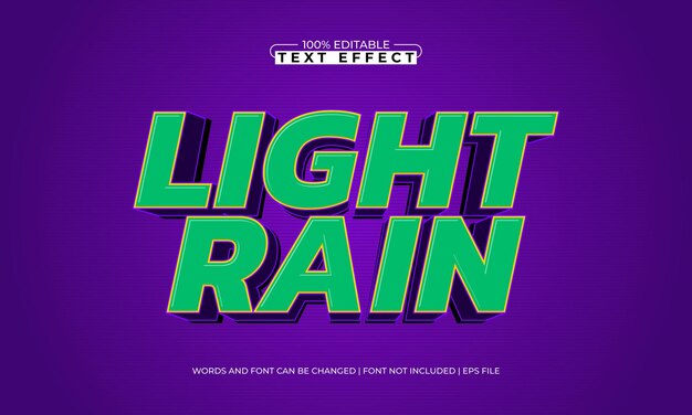 efectos de texto editables de lluvia ligera con un tema simple y moderno