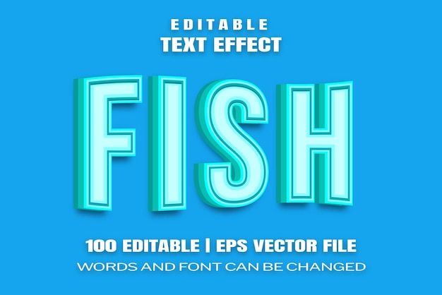 Vector efectos de texto editables pescado