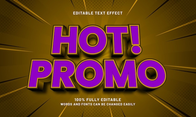 efectos de texto editables promocionales calientes con un tema de promoción y venta de descuento