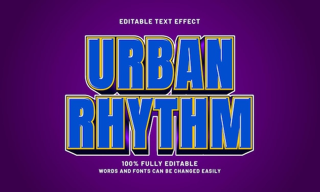 efectos de texto editables de ritmo urbano con un tema de ciudad y pueblo