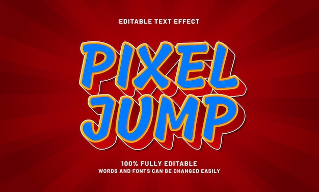 efectos de texto editables de salto de píxeles con un tema de juego y juego