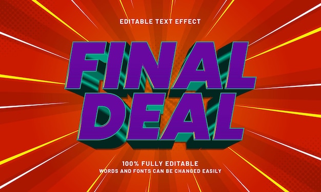efectos de texto editables con un tema de venta y descuento
