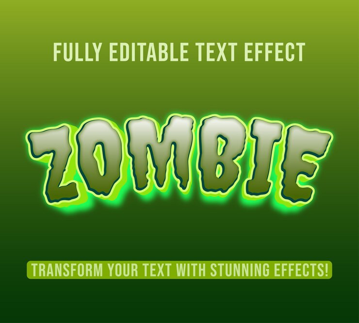 Vector efectos de texto editables con tema zombie personalizables y listos para usar
