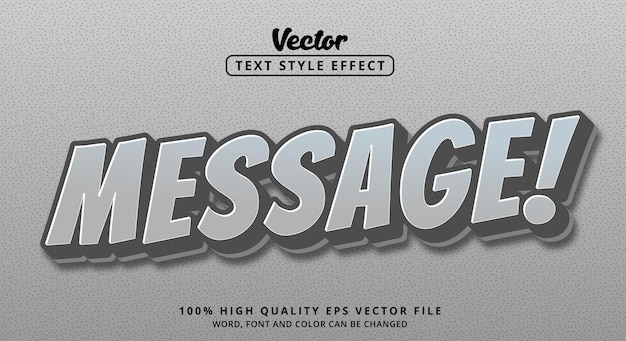 Efectos de texto editables, texto de mensaje en estilo de color moderno y elegante estilo gris metálico de lujo y brillo