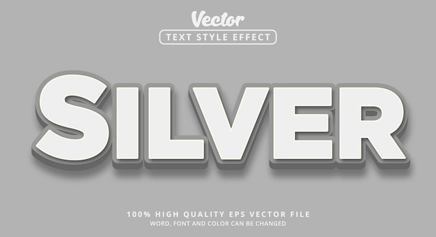 Efectos de texto editables Texto plateado con estilo moderno y color gris brillante