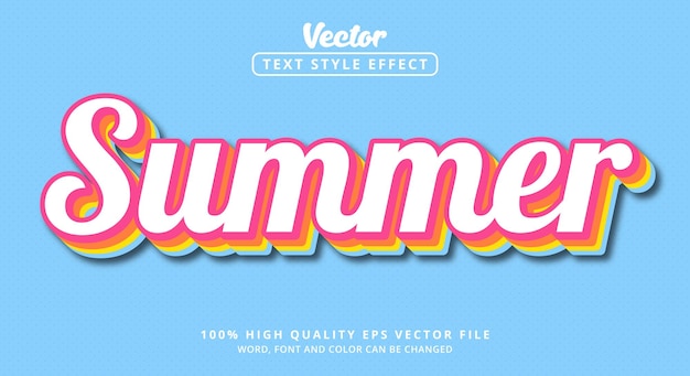 Vector efectos de texto editables texto de verano con estilos de color en capas y combinaciones de colores brillantes y agradables