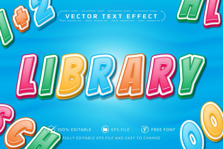 Vector efectos de texto de la escuela colores estilo 3d