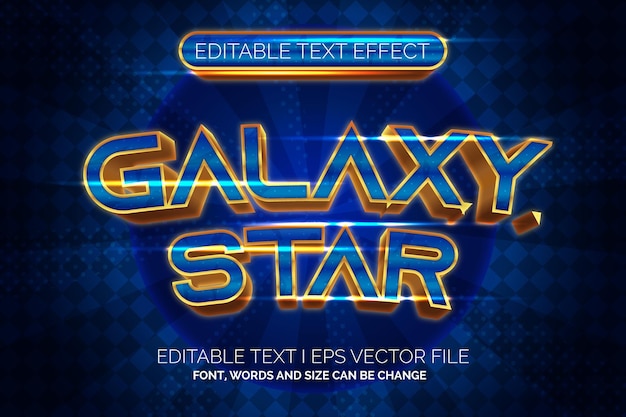 efectos de texto de estilo estrella de galaxia de lujo