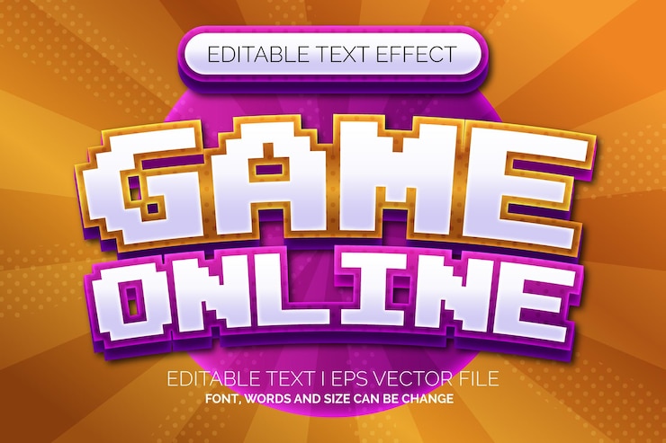 Vector efectos de texto de estilo en línea de juego degradado moderno