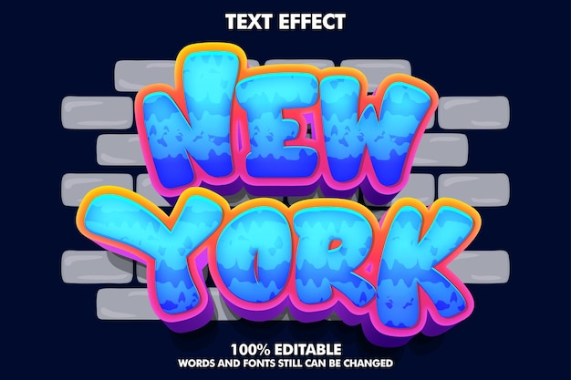 Efectos de texto de graffiti de Nueva York Estilo de letras de estilo juvenil