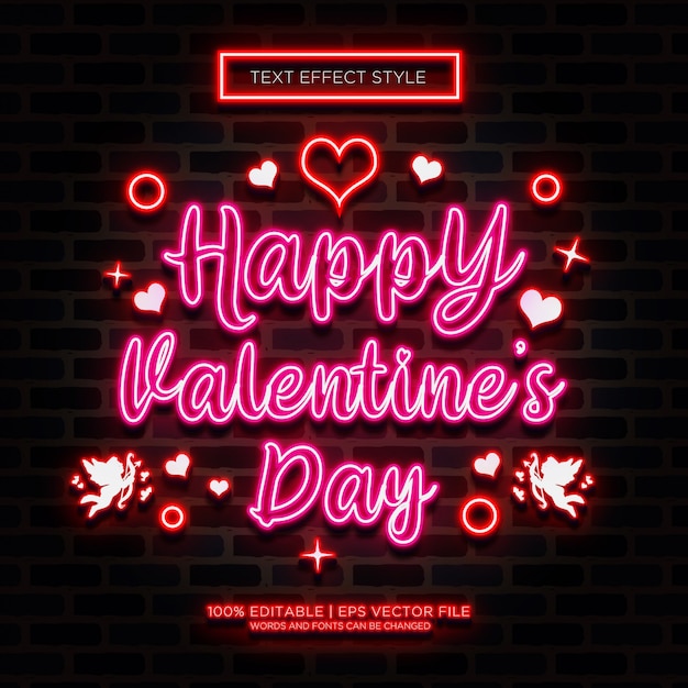 EFECTOS DE TEXTO DE NEÓN FELIZ SAN VALENTÍN