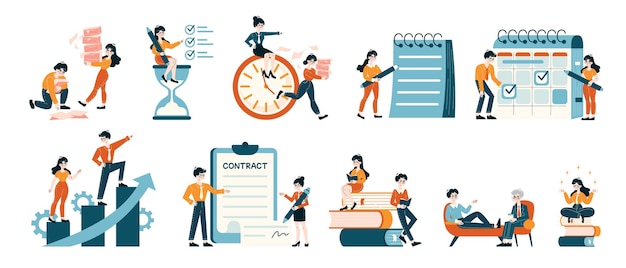 Eficiencia corporativa: los empleados organizan la gestión del tiempo y los plazos, firman los contratos.