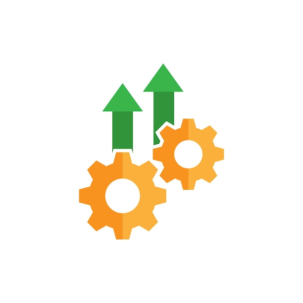 Eficiencia operativa en estilo plano ilustración de vector de productividad de excelencia sobre fondo aislado concepto de negocio de signo de engranaje y flecha