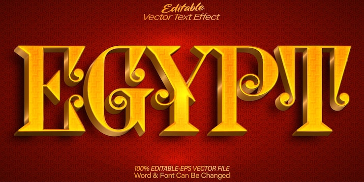 Vector egipto antiguo efecto de texto editable alfabeto mitología histórica