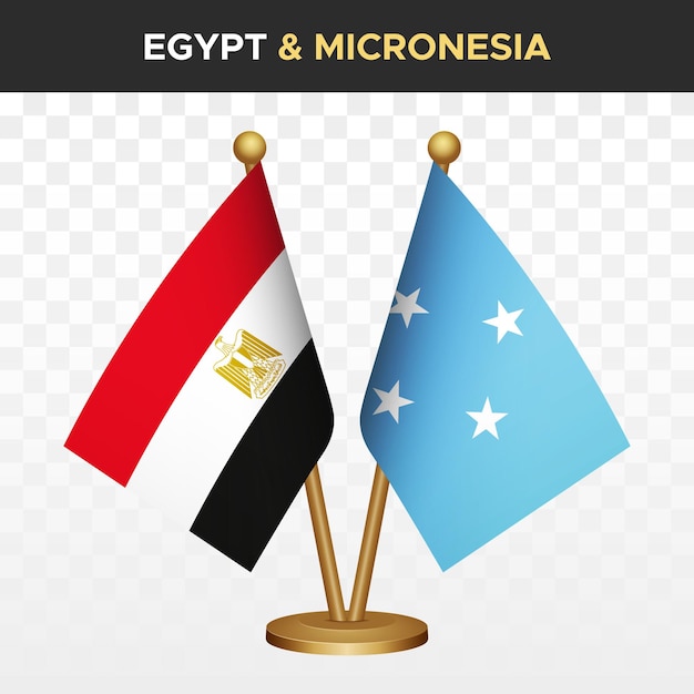 Egipto contra las banderas de Micronesia Ilustración vectorial de la bandera de mesa de pie egipcia en 3D