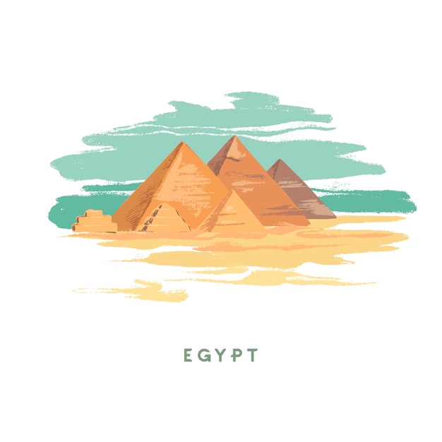 Egipto dibujado a mano en blanco