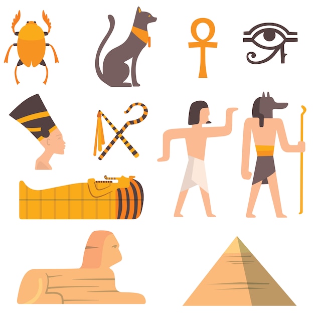 Egipto viajes vector iconos símbolos