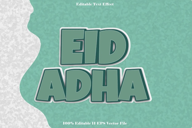 Eid Adha Efecto de texto editable 3d Relieve Estilo degradado