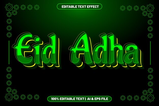 Eid adha efecto de texto editable estilo moderno