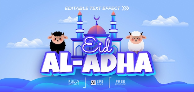 Eid Al Adha efecto de texto editable 3D