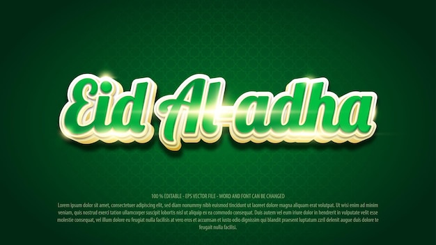 Eid al adha efecto de texto editable estilo 3d