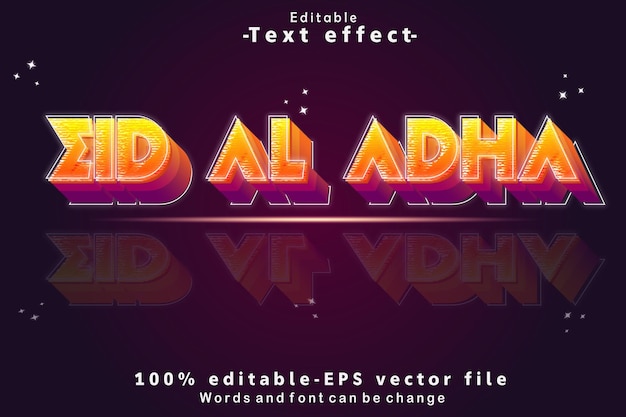 Eid Al Adha Efecto De Texto Editable Estilo Moderno 3D