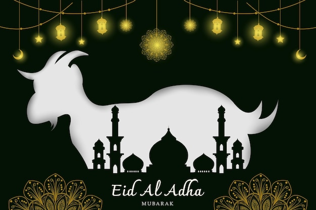 Vector eid al adha fondo verde decorativo