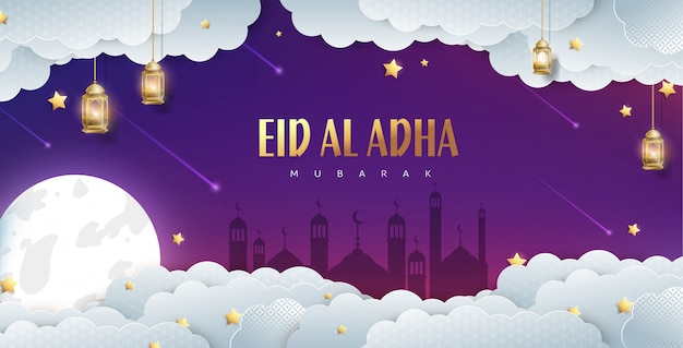 Eid al adha mubarak la celebración del diseño de fondo del festival de la comunidad musulmana.