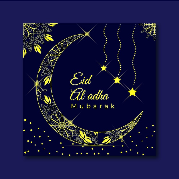 Eid al adha mubarak festival islámico publicación en redes sociales y plantilla de vector de diseño de banner web