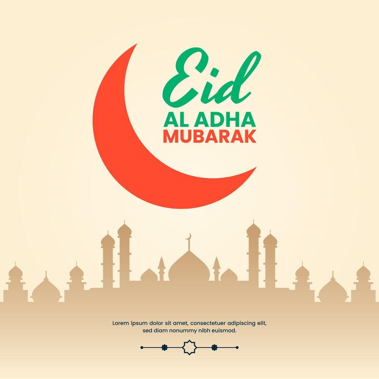 Eid Al Adha Mubarak Festival islámico de las redes sociales plantilla de diseño de publicaciones Ilustración vectorial