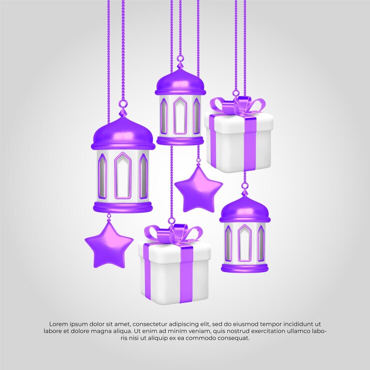 Vector eid al adha mubarak hermoso diseño de vector de lámpara y regalo de estrella colgante 3d islámico