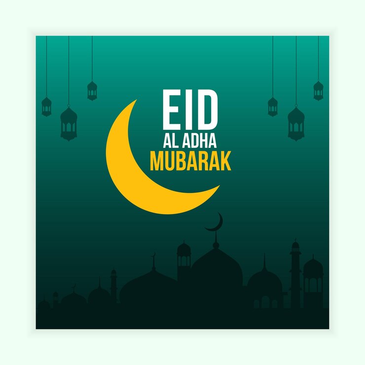 Eid Al Adha Mubarak saludando el post de las redes sociales o la plantilla de diseño de banner