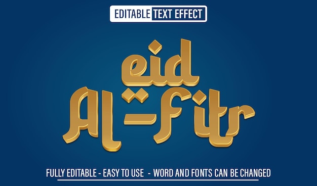 Eid Al-Fitr 3d efecto de texto editable