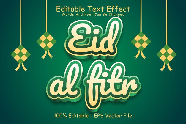 Eid Al Fitr Editable Text Effect 3 Dimension Relieve Estilo moderno