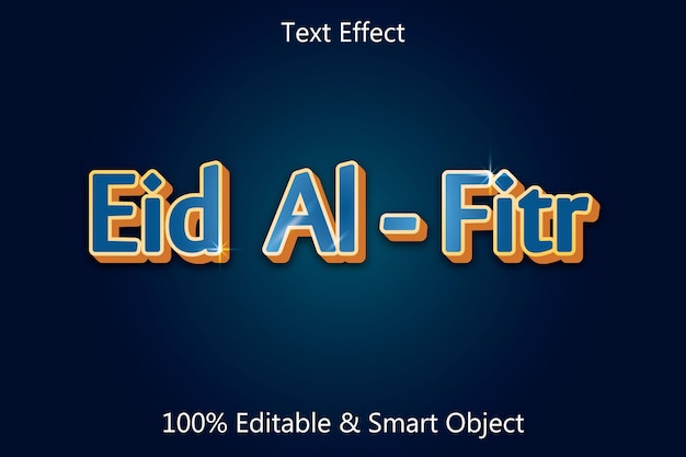 Eid Al Fitr Efecto de texto editable 3 dimensiones Relieve Estilo simple