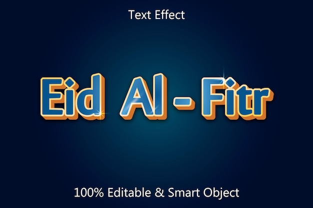 Eid al fitr efecto de texto editable 3 dimensiones relieve estilo simple