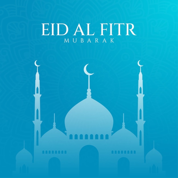 Eid al fitr fondo azul y mezquita