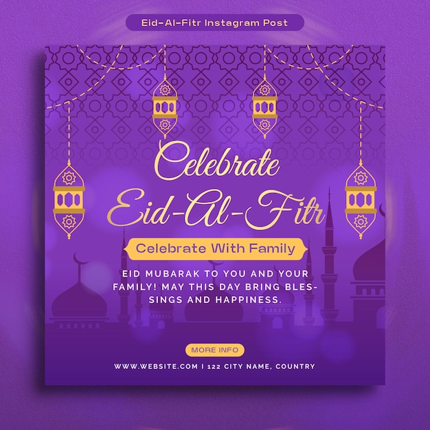 Eid Al Fitr Mubarak Decorative Social Media Banner Ilustración Diseño de plantillas para las redes sociales