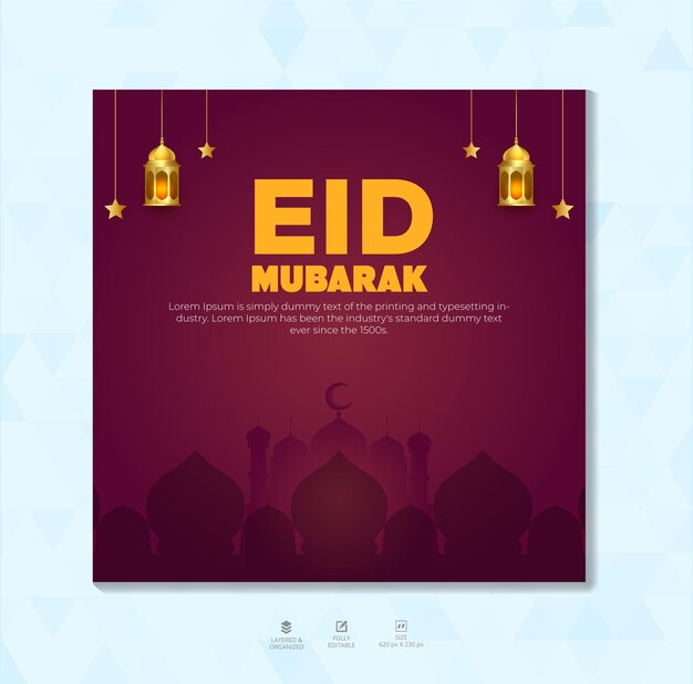 Eid Al Fitr Mubarak Modelo de diseño de pancartas para las redes sociales