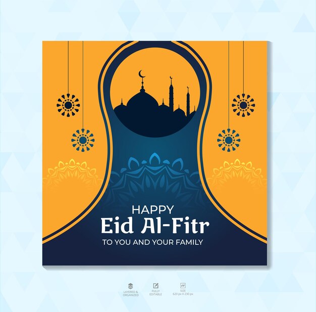 Eid Al Fitr Mubarak Modelo de diseño de pancartas para las redes sociales