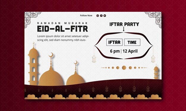 Eid al fitr y ramadan iftar party diseño de banner