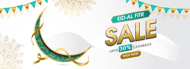 Vector eid al-fitr venta banner plantilla descuento oferta. eid mubarak