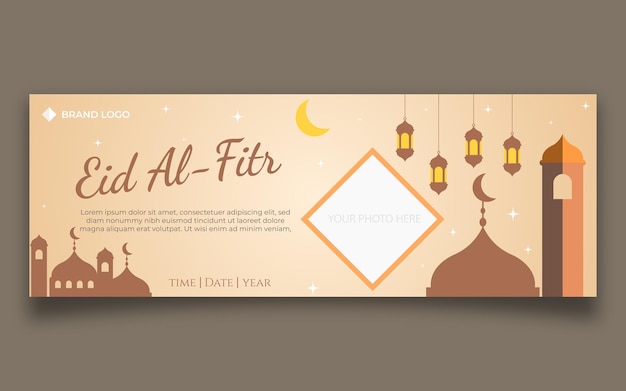 Eid alfitr banner plantilla de vector de portada de redes sociales