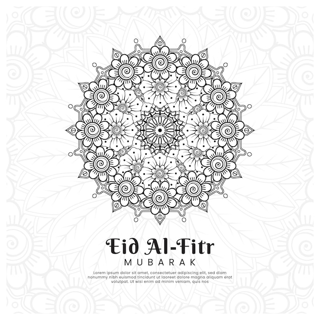 Vector eid alfitr con fondo de flor mehndi ilustración abstracta