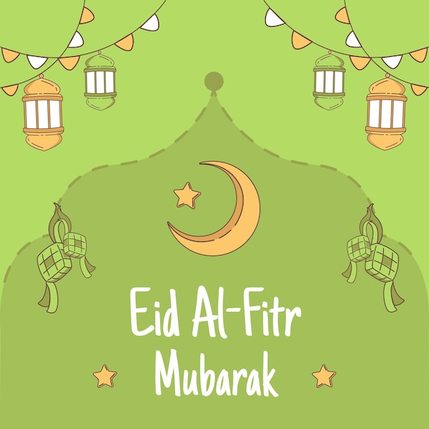 Eid AlFitr Mubarak fondo ilustración vectorial