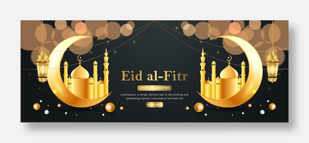 Vector eid alfitr portada de facebook o plantilla de diseño de redes sociales