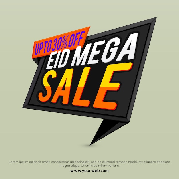Eid Mega Sale con 30% de descuento Mega Sale Paper Tag Sale Paper Banner Sale Poster Sale Flyer Sale Ribbon Ilustración vectorial creativa para la celebración de festivales famosos de la comunidad musulmana